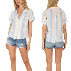 Rails Zuma Shirt Small Jubilee Stripe Pastel Metallic Button Down Short Sleeve